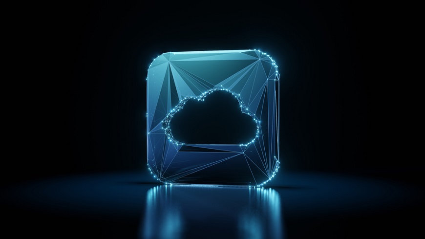 Ikona virtuálneho Apple úložiska iCloud, vystupujúca z pozadia