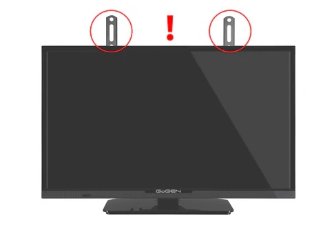 Ktorý držiak na TV GoGEN vybrať? Ilustrácia zle zvoleného držiaka pre TV GoGEN: zvislé lišty sú príliš dlhé a presahujú horný rám obrazovky