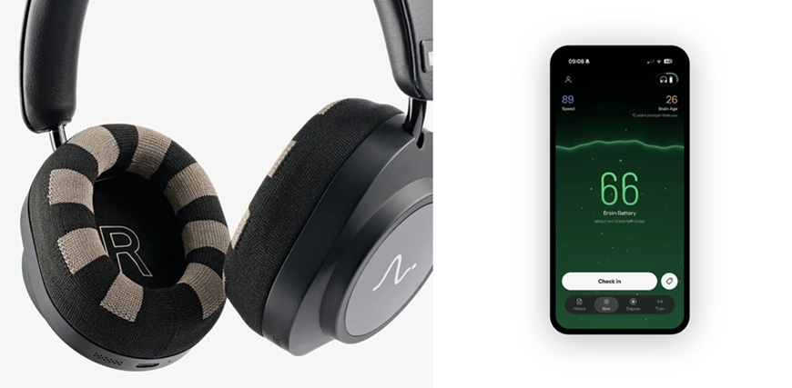 Slúchadlá Neurable One sa naladia na váš mindset a ochránia vás pred vyhorením Znázornenie prenosu dát zo slúchadiel Neurable One do spárovanej aplikácie v smartfóne.