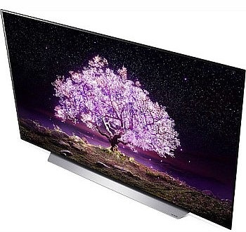 OLED: Dokonalá čierna (nielen) na vašom televízore OLED TV s farebným stromom na čiernom pozadí obrazovky