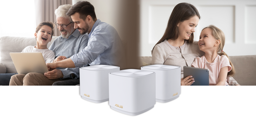 Ako vybrať router? Rodina na elektronických zariadeniach využívajúca Wi-Fi.
