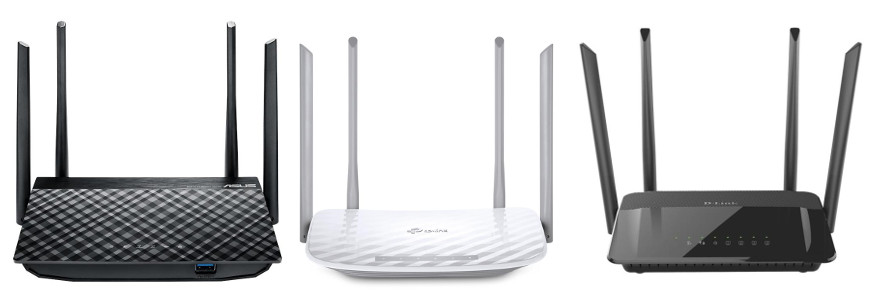 Ako vybrať router? Router v troch farebných prevedeniach.