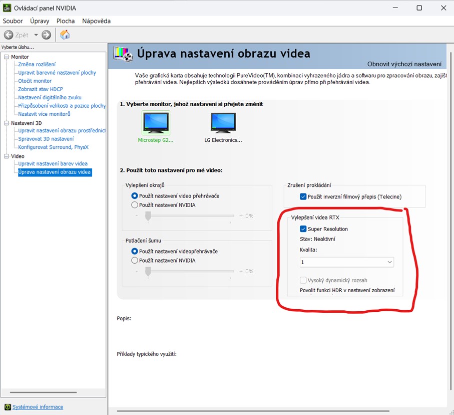 Čo je to DLSS, upscaling a ďalšie technológie grafických kariet Ukážka ovládacieho panelu nVidia vo Windows
