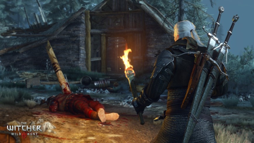 Zaklínač 3 znovu ožíva. Čaká nás nové DLC alebo ide len o dokonale pripravenú ilúziu? Geralt z Rivie pozerá na mŕtveho muža.