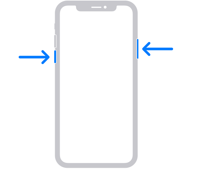 Ako reštartovať iPhone? Ikona zobrazujúca umiestnenie tlačidiel pre reštart.