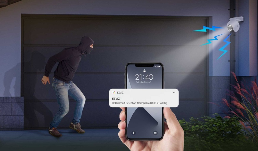 Nové IP kamery 4G & Wi-Fi od EZVIZ: Bezpečie pre dom, chatu aj miesta bez signálu zlodej sa snaží dostať do domu, ale je monitorovaný IP kamerou EZVIZ