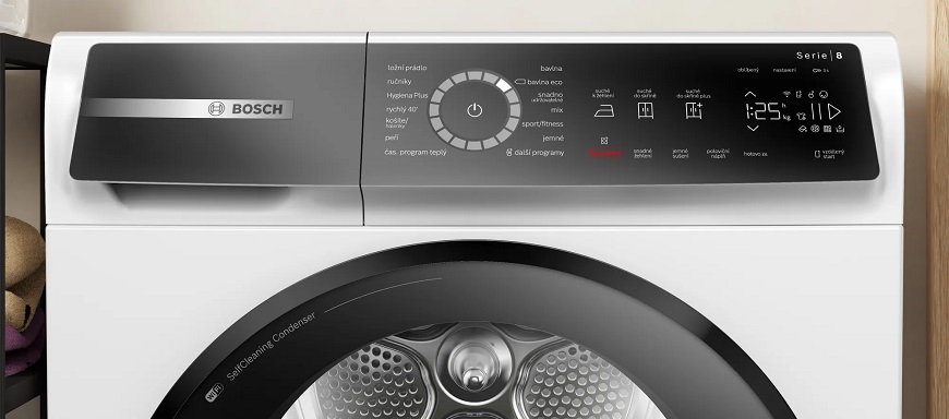 Sušte s novou sériou Bosch Serie 8 ovládací panel sušičky bielizne Bosch Serie 8