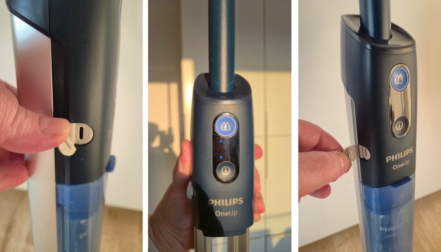 Zdierka pre kábel na mope Philips OneUp a ovládací panel.