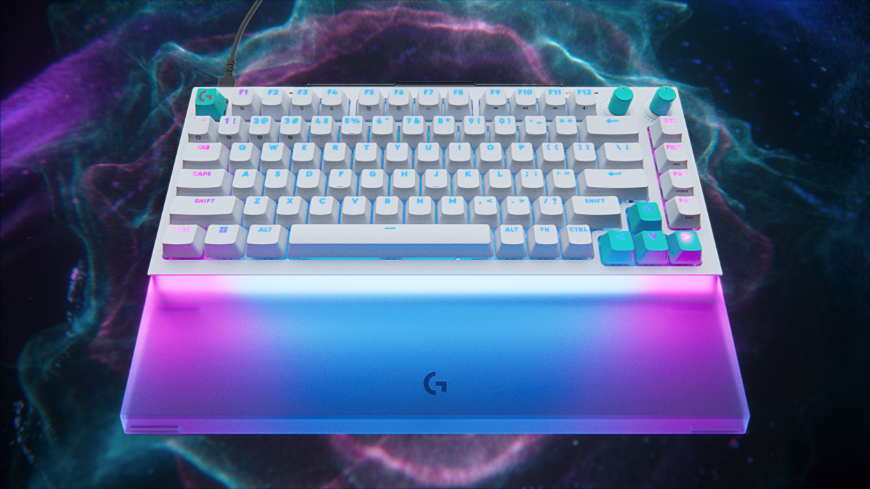 Biela klávesnica Logitech G512 X s farebným podsvietením RGB panelu