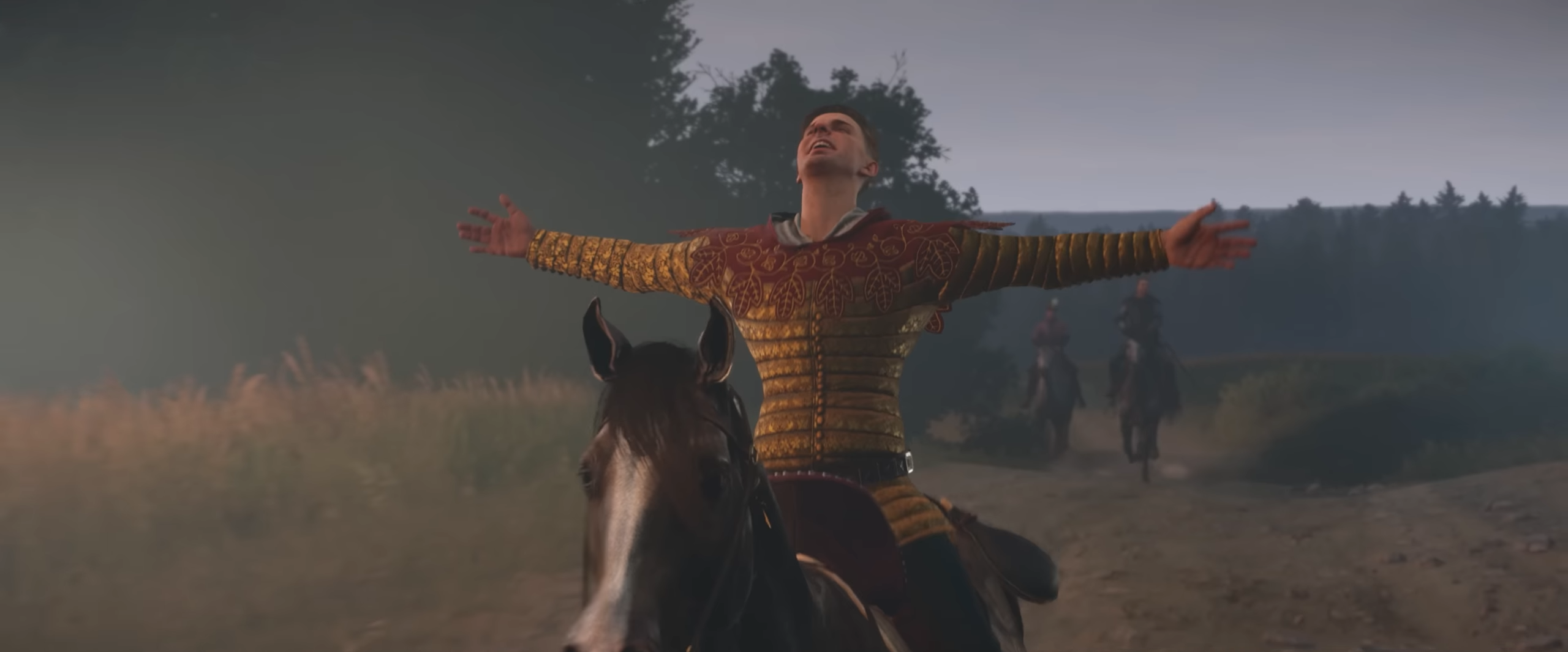 Herný mesačník: Apríl 2026 priniesol pirátov aj cesty do vesmíru Jindřich ide s rozpaženými rukami na koni, screenshot z traileru na Kingdom Come II: Deliverance Royal Edition