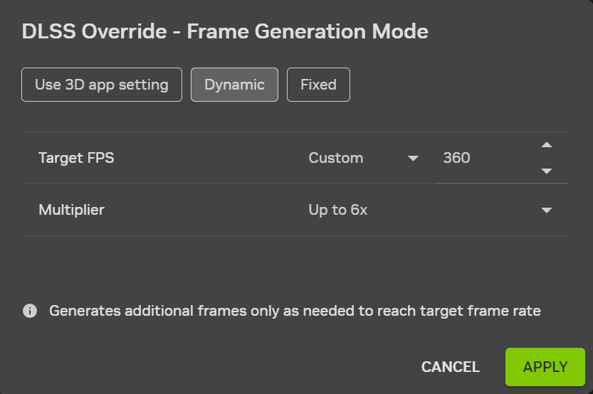 Nastavení vlastního max. frame rate v NVIDIA APP, screenshot z aplikace