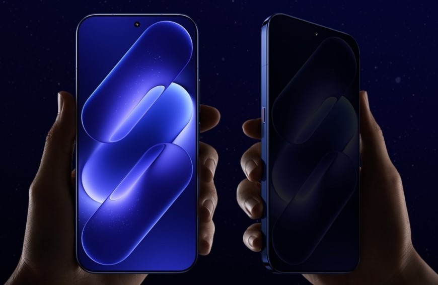 Ukážka privátneho displeja telefónu Xiaomi 18, vľavo priamy pohľad, vpravo pohľad pod uhlom 60 stupňov.