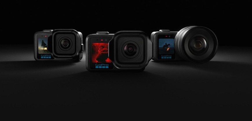 3 modely noviniek GoPro Mission kamier vedľa seba