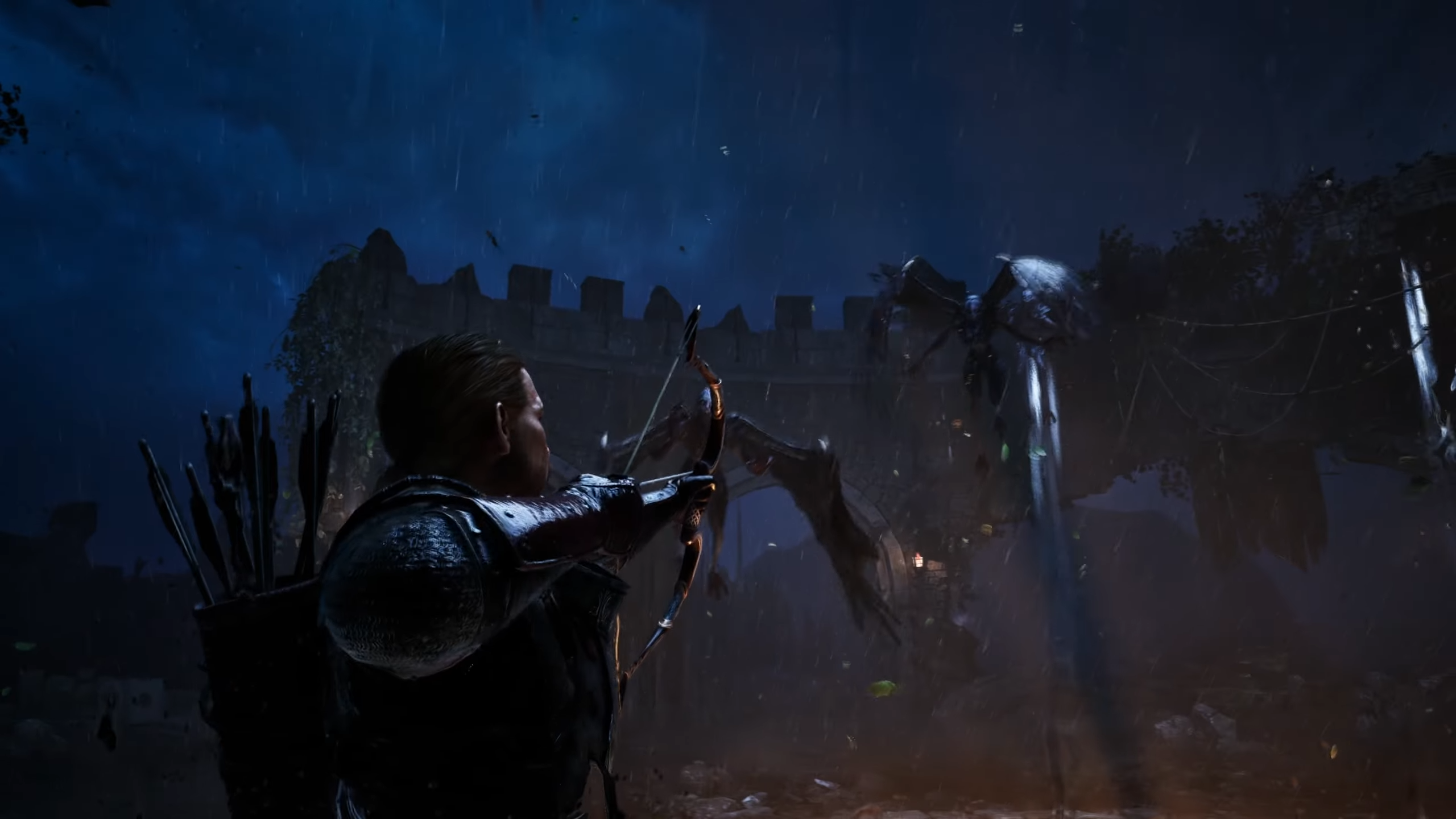 Screenshot z traileru na Gothic Remake - postava mieri lukom