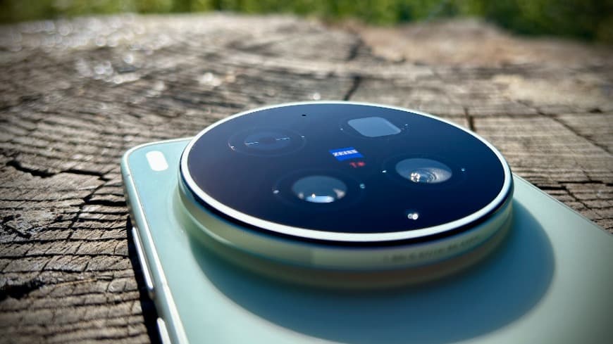 Detailný záber na fotomodul a snímače smartfónu vivo X300 Ultra v zelenom prevedení