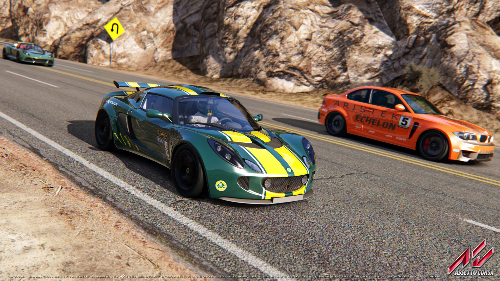 Závodné auto na dráhe, screenshot zo hry Assetto Corsa