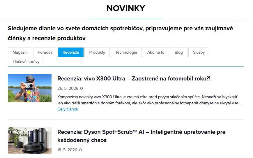 Prehľad noviniek na NAY.sk, kde sú zobrazené najnovšie recenzie