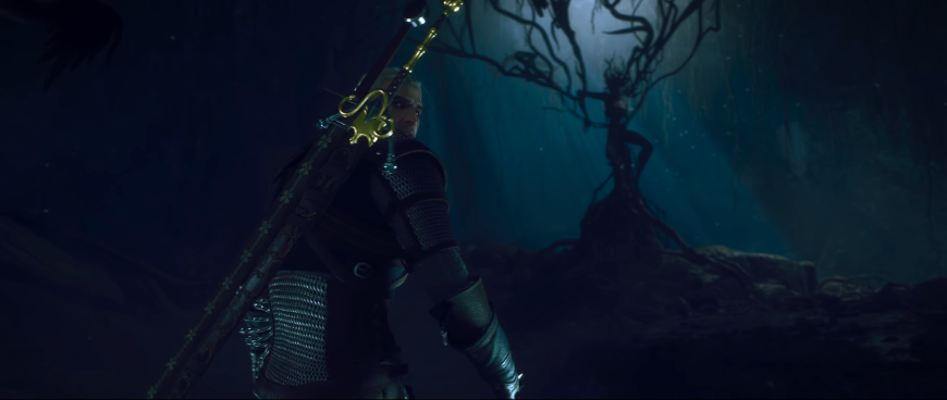 Tretie DLC pre Zaklínača 3: Songs of the Past rozochvejú zaklínačské medailóny budúci rok (aktualizované) Geralt sa blíži k monstru v podobe stromu, otáča sa dozadu, na chrbte má nový meč