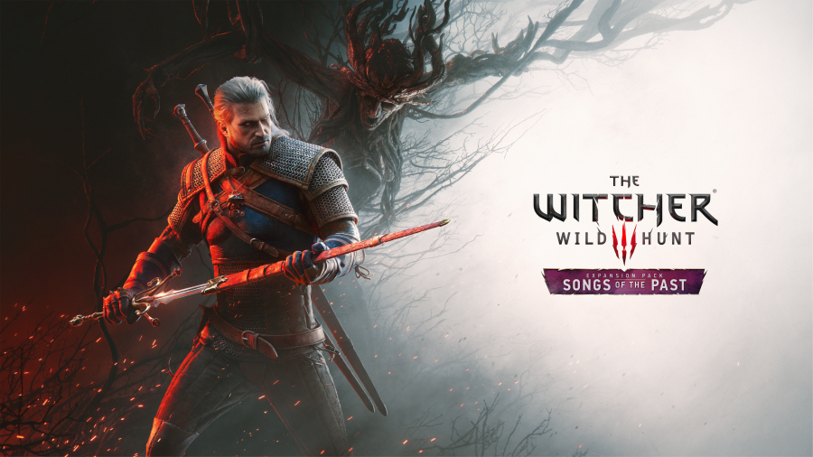 Tretie DLC pre Zaklínača 3 potvrdené: Songs of the Past rozochvejú zaklínačské medailóny budúci rok Geralt drží meč, nápis The Witcher 3: Songs of the Past