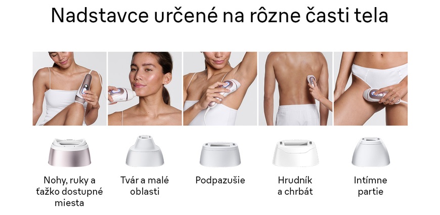 nástavce epilátora Braun pre rôzne časti tela a ich použitie