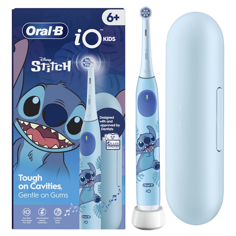 Oral-B iO Kids: Ako naučiť deti správne si čistiť zuby, aby sa vyhli kazom Detská elektrická kefka Oral-B iO Kids vo variante Stitch