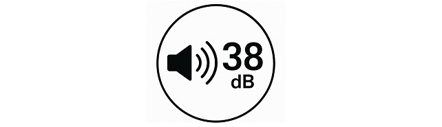Symbol pre hladinu hluku 38 dB.
