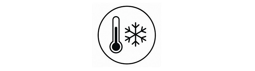 symbol s teplomerom a vločkou.