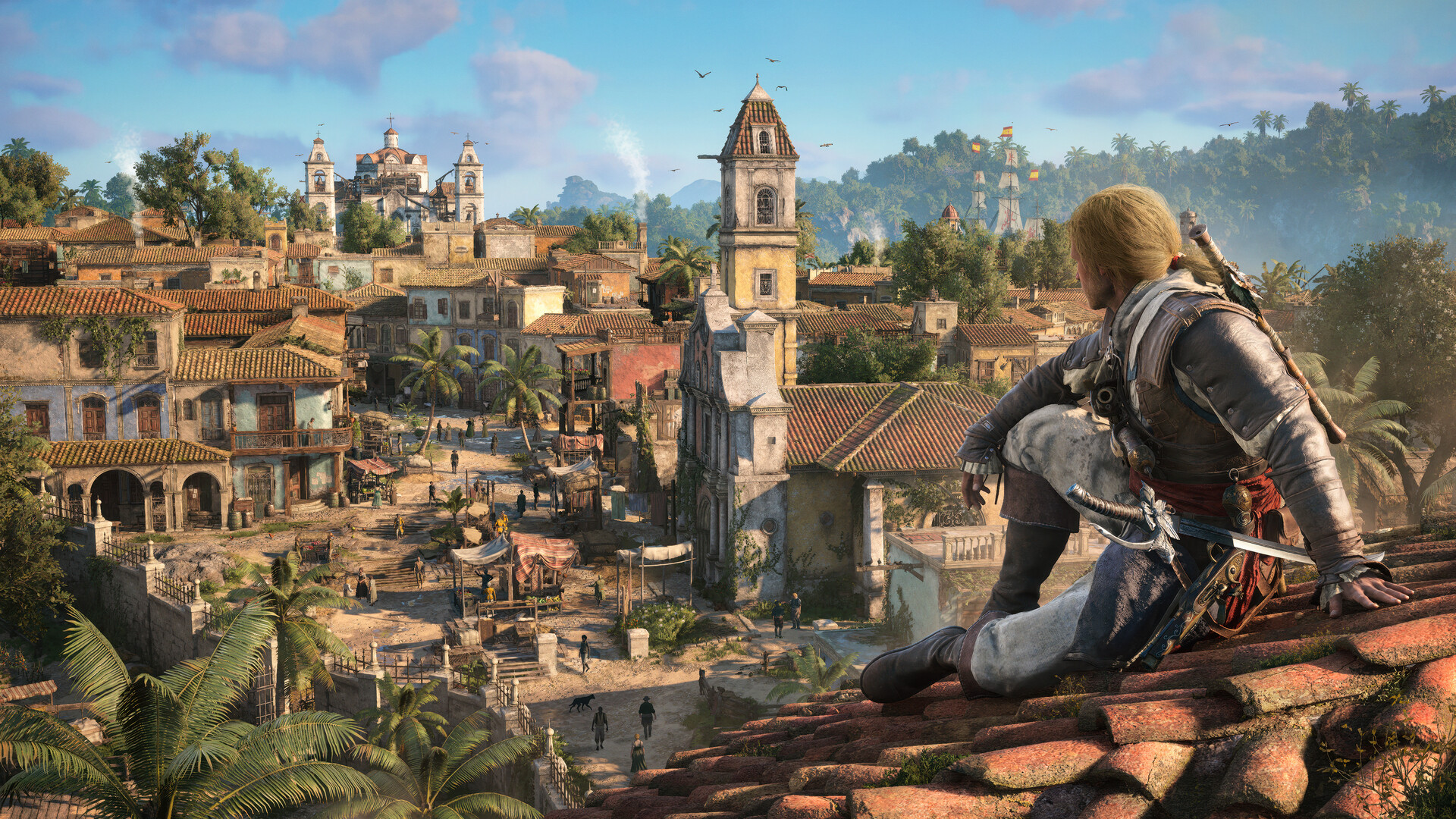 Herný mesačník: Júl 2026 priniesol úspešnú pirátsku plavbu aj otrasy v hernom priemysle Assassin's Creed Black Flag: Resynced: Edward Kenway sedí na streche domu a pozerá sa na prístavné mesto