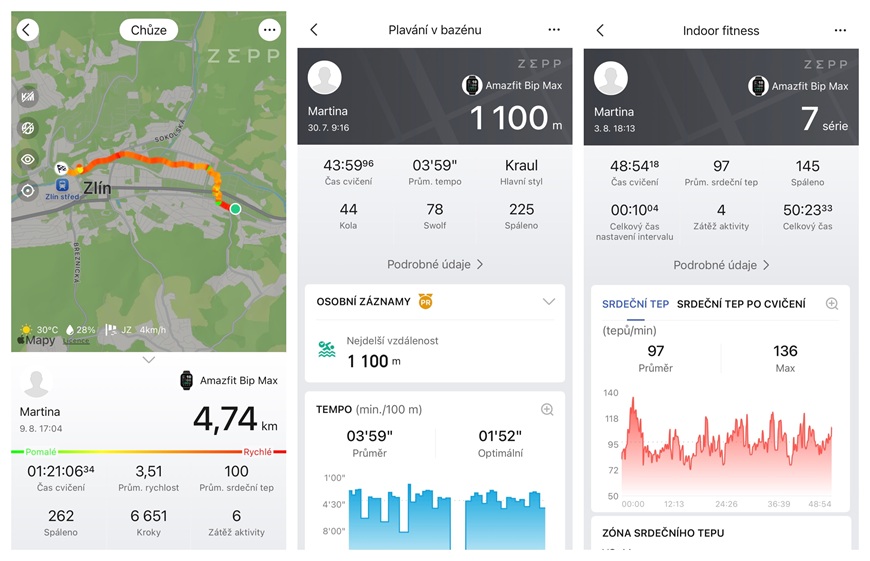 Recenzia: Inteligentné hodinky Amazfit Bip Max ponúknu maximálnu výbavu za minimálnu cenu záznam sportovních aktivit v aplikaci hodinky Amazfit Bip Max