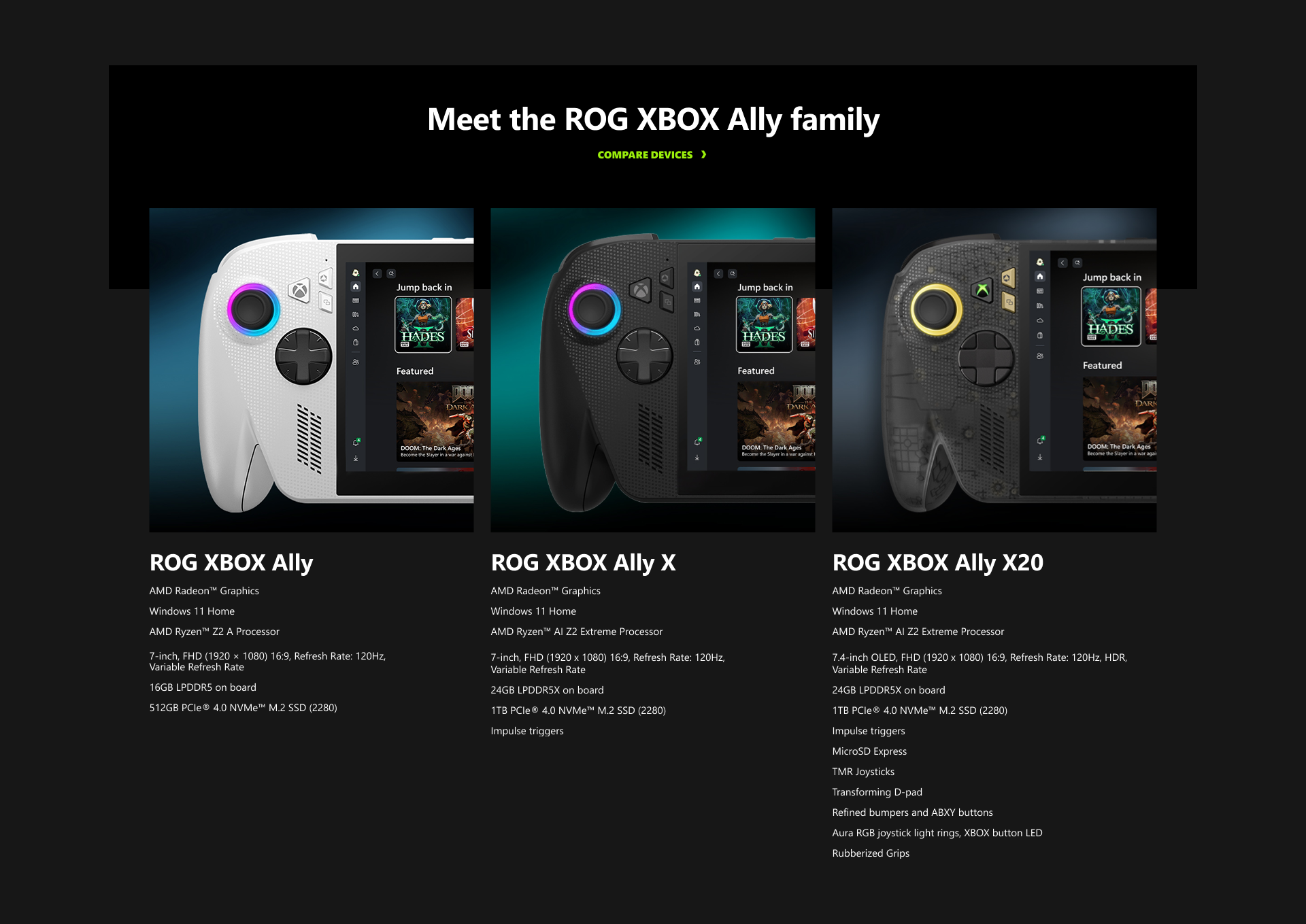 ROG XBOX Ally X20: Nový limitovaný herný handheld a herný set oslavuje 20 rokov ROG Srovnání ROG XBOX Ally, ROG XBOX Ally X a ROG XBOX ALly X20