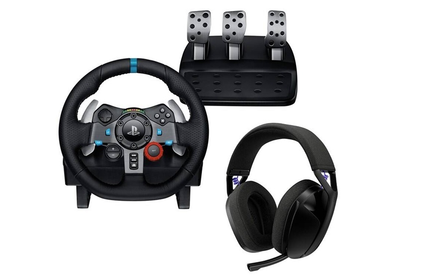 Volant Logitech G29 Driving Force PS5/PS4, pedálová jednotka a headset G321