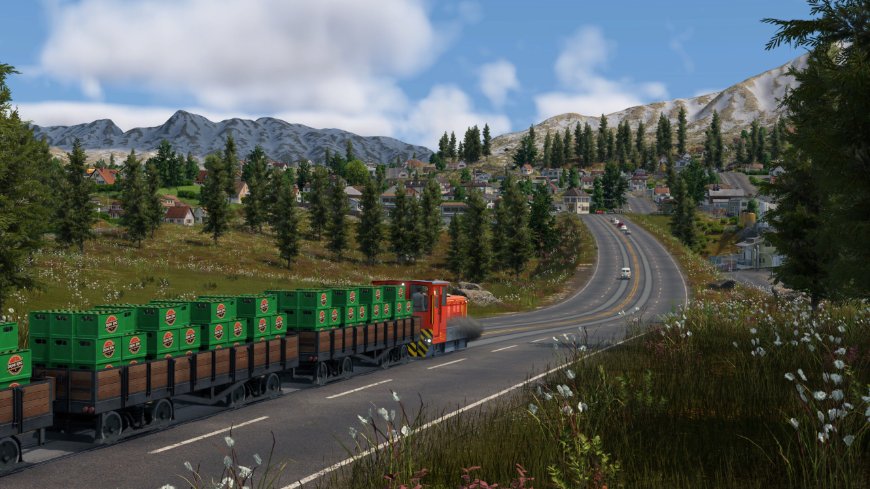 Kamión na ceste vedúcej horským priesmykom v hre Transport Fever 3