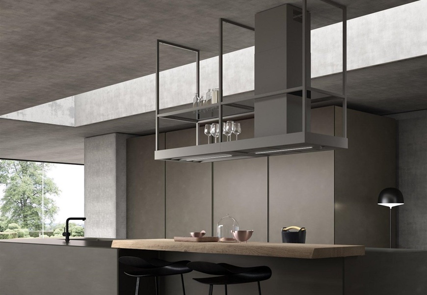 Ako vybrať digestor? ostrovčekový digestor Faber v modernom interiéri