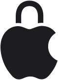Logo Apple znázornené ako zámok na ukážku toho, že Apple je synonymom vstavanej ochrany súkromia a zabezpečenia