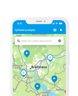 mapa predajní v mobilnej aplikácii Nay