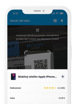 skener cenoviek v mobilnej aplikácii Nay
